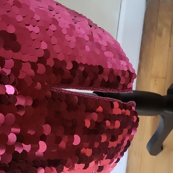 NWT Chaudry HOT PINK Silk & Sequin Dress Size Large - Picture 5 of 12